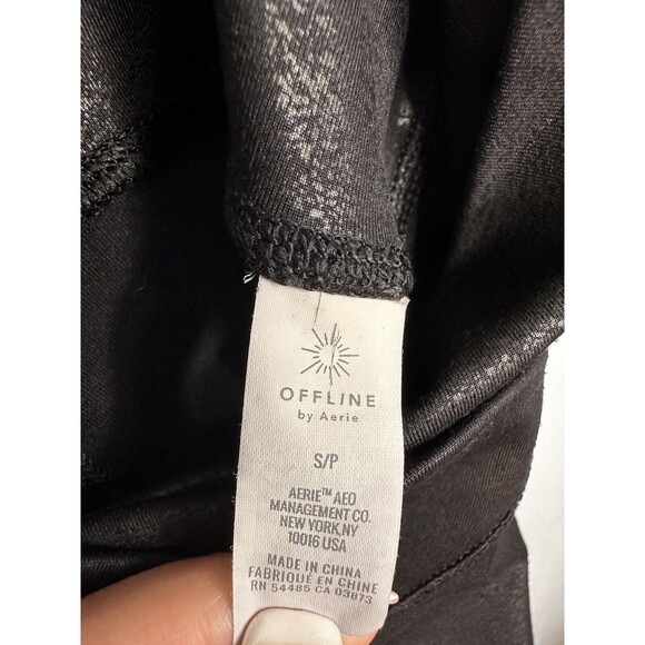 Offline Aerie Faux Leather The Hugger High Waisted Crackle Leggings Size Small - Picture 7 of 9